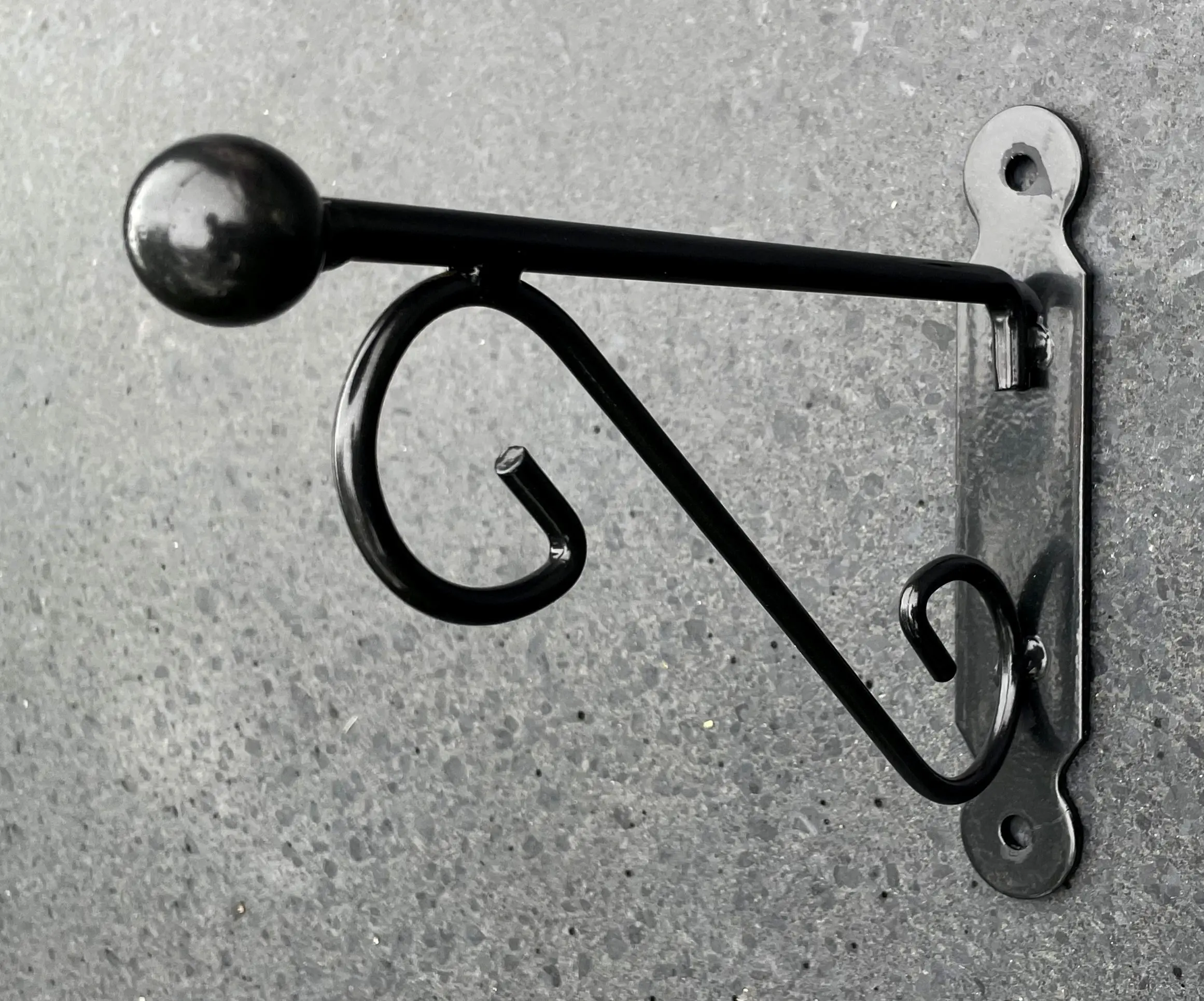 Wandhaak met sierknop, 20 cm, zwart, metaal BPH116 - Afbeelding 2