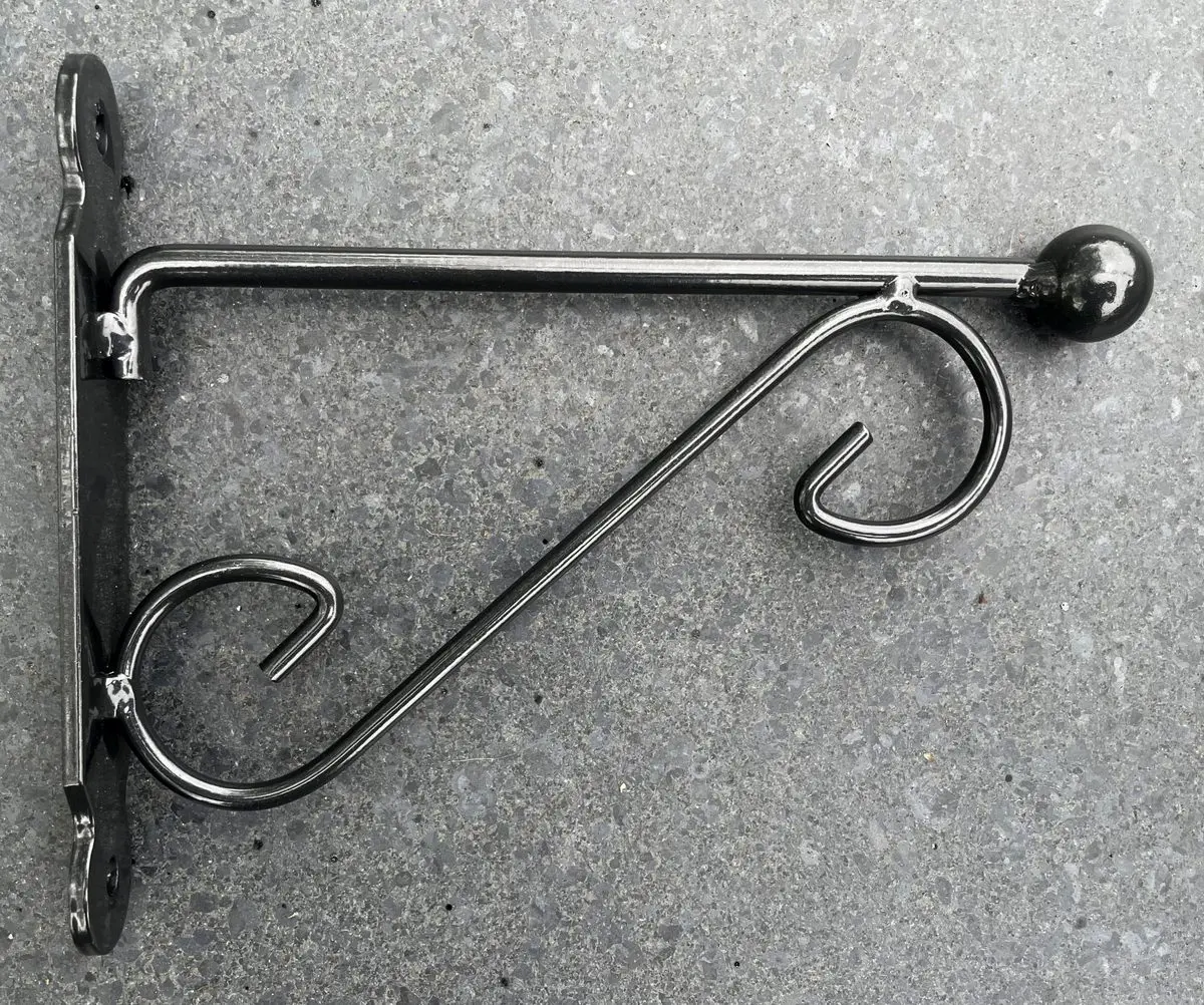 Wandhaak met sierknop, 20 cm, zwart, metaal BPH116 - Afbeelding 3