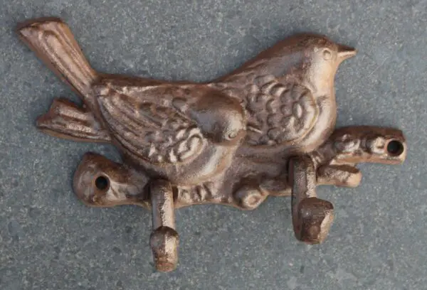 Kapstokhaak vogel, dubbele haak, gietijzer BR18 - Afbeelding 4