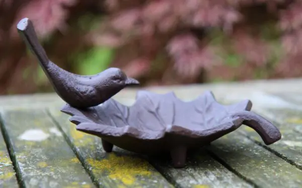 Vogelschaal, vogelbad blad, gietijzer FB152 - Afbeelding 2