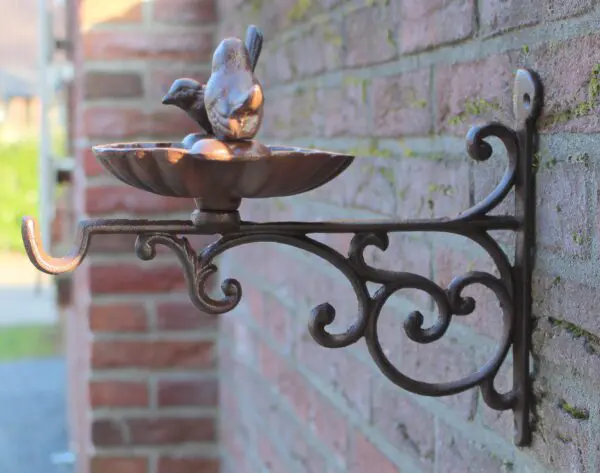 Wandhaak met vogelschaal en vogels, gietijzer FB163 - Afbeelding 3