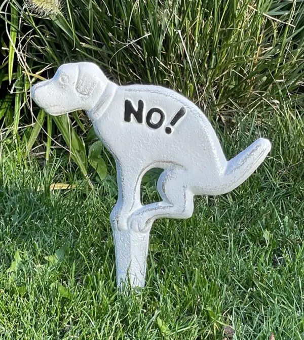 Hondenbordje: NO, hier niet poepen, gietijzer, wit HB14 - Afbeelding 7