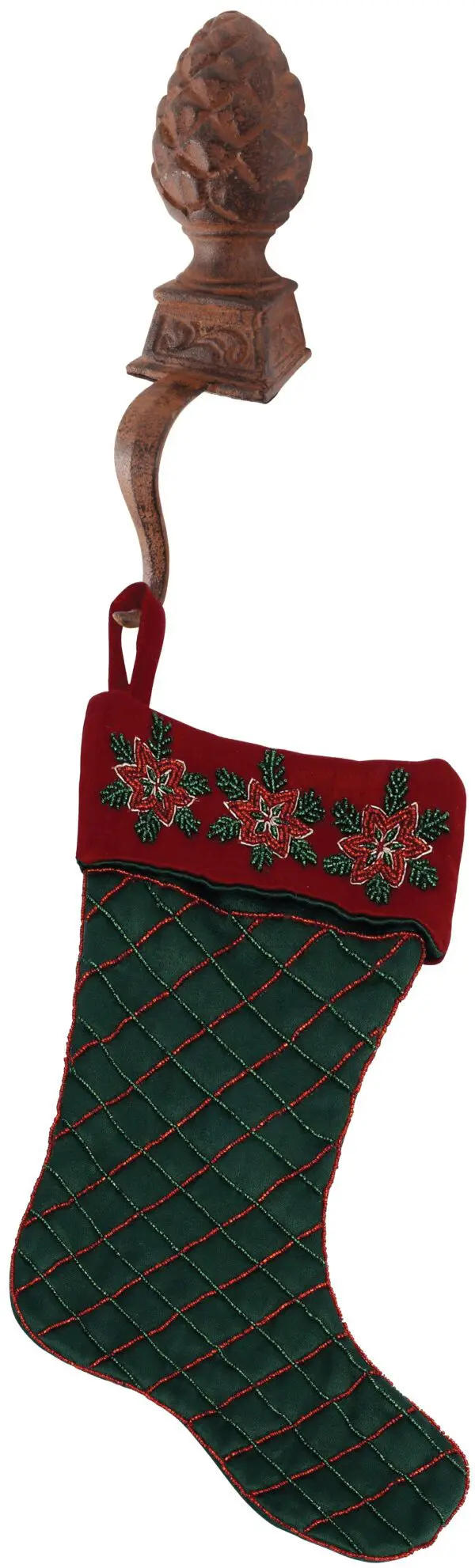 Stocking hanger dennenappel met haak, kasthaak, gietijzer XM44 - Afbeelding 6