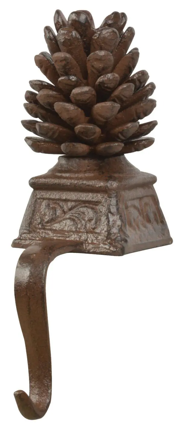 Stockinghanger, gietijzer, dennenappel donkerbruin