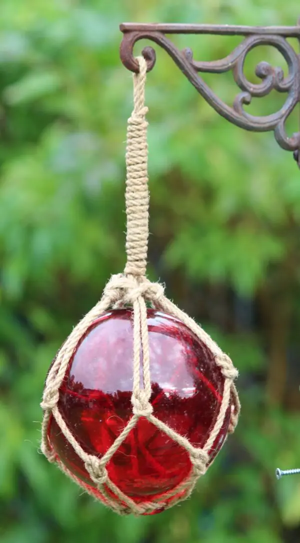 Glazen Bol in Touw, Rood DBG070R