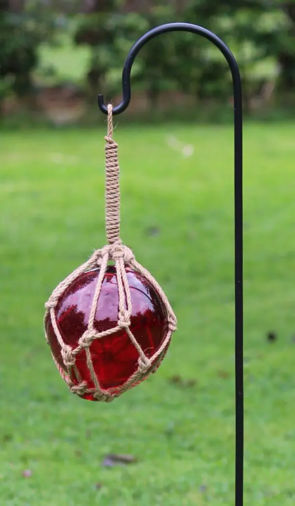 Glazen Bol in Touw, Rood DBG070R - Afbeelding 2