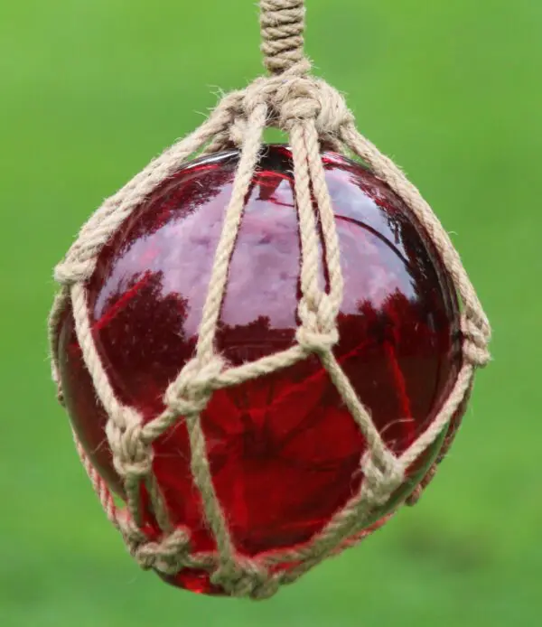 Glazen Bol in Touw, Rood DBG070R - Afbeelding 3