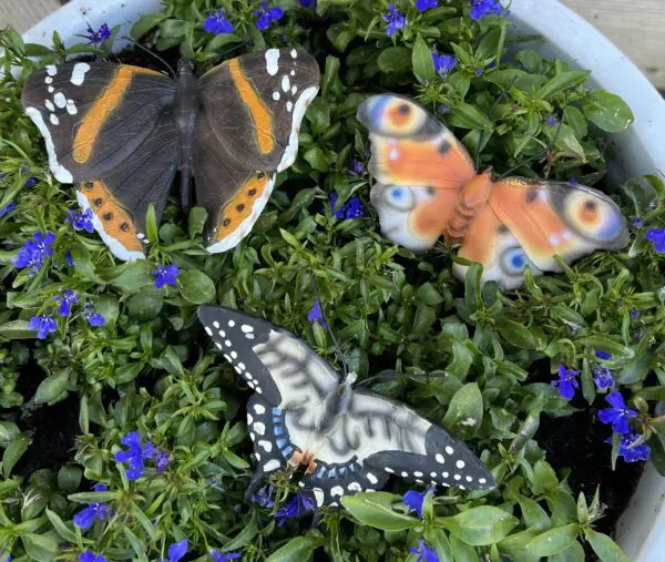 Vlinder, Muurvlinder, Polyresin, Oranje/bruin/wit - Afbeelding 4
