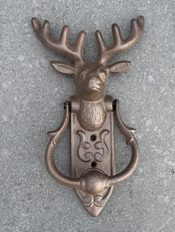 Deurklopper hert met gewei, gietijzer DB78