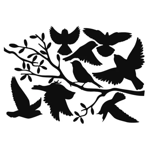 Raamstickers vogels op tak, zwart FB575