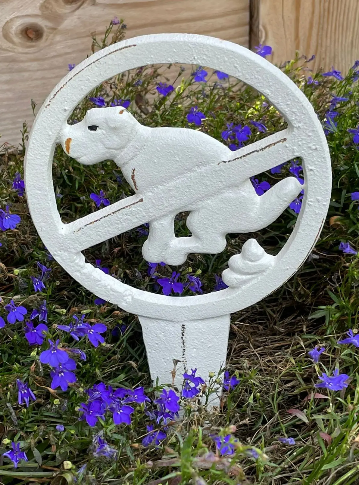 Hondenbord: Verboden te poepen, wit, gietijzer HB25 - Afbeelding 3