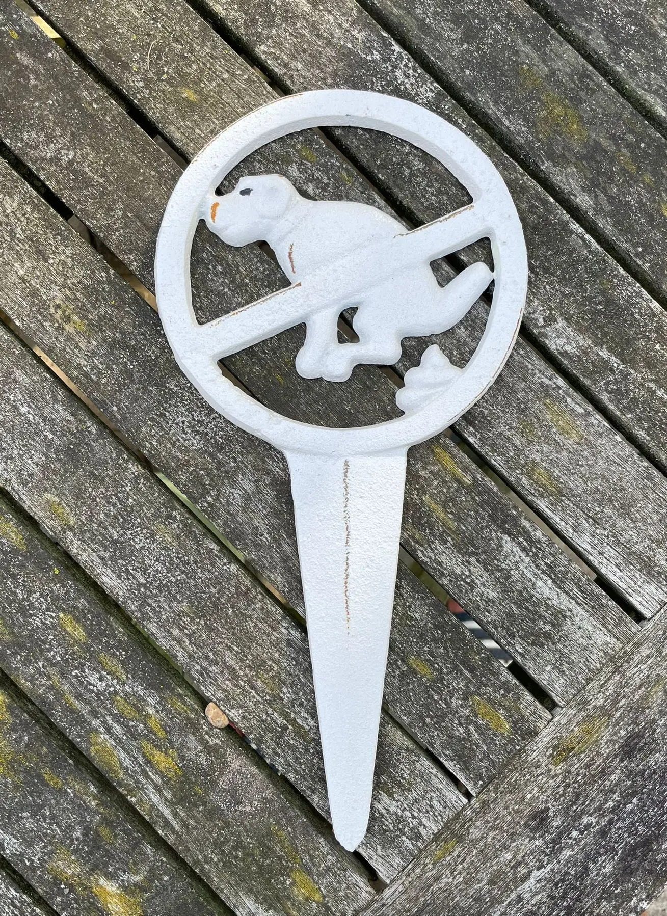 Hondenbord: Verboden te poepen, wit, gietijzer HB25 - Afbeelding 4