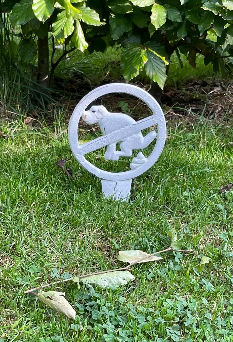 Hondenbord: Verboden te poepen, wit, gietijzer HB25 - Afbeelding 5