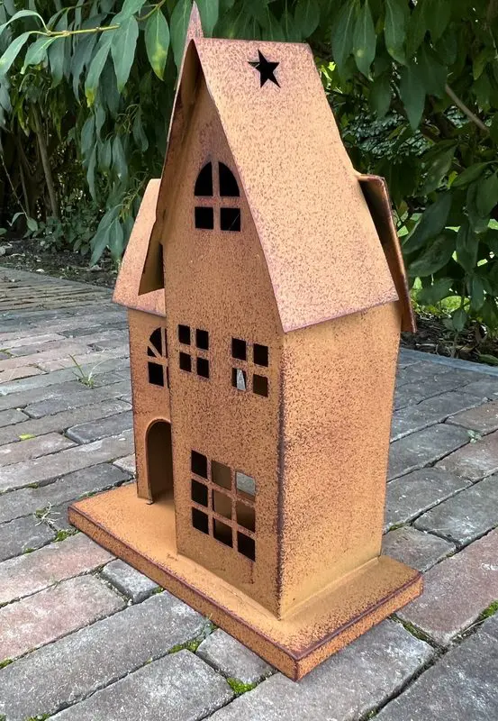 Huisje, kerk, roestig metaal, groot       HM656 - Afbeelding 3