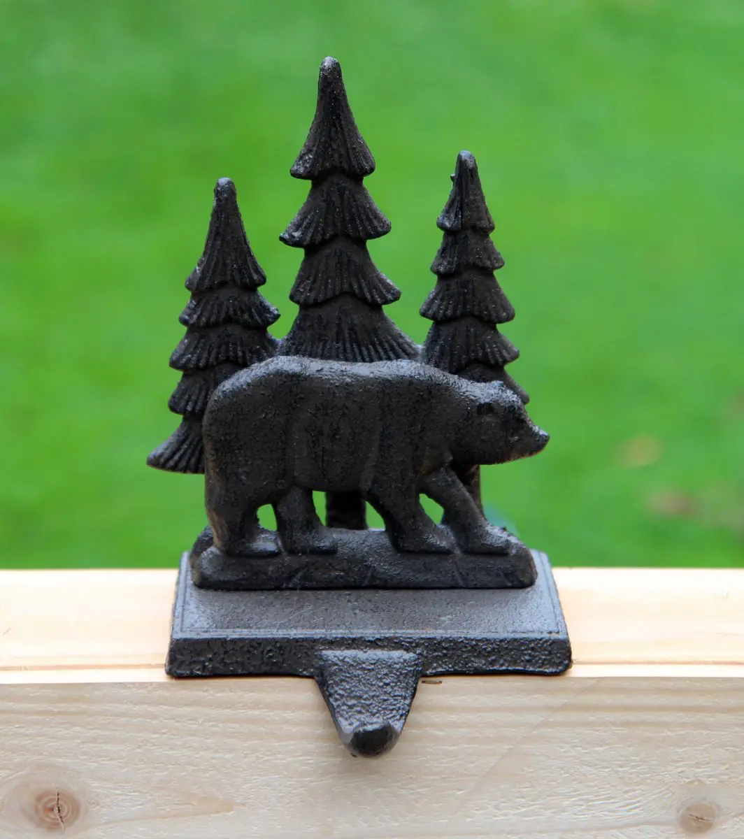 Stocking hanger ijsbeer met dennenbomen, kasthaak, gietijzer   XM162 - Afbeelding 4