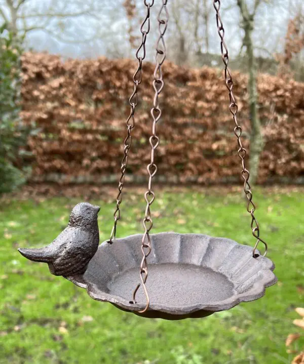 Vogelschaal, vogelbad met vogel, hangend FB378 - Afbeelding 2