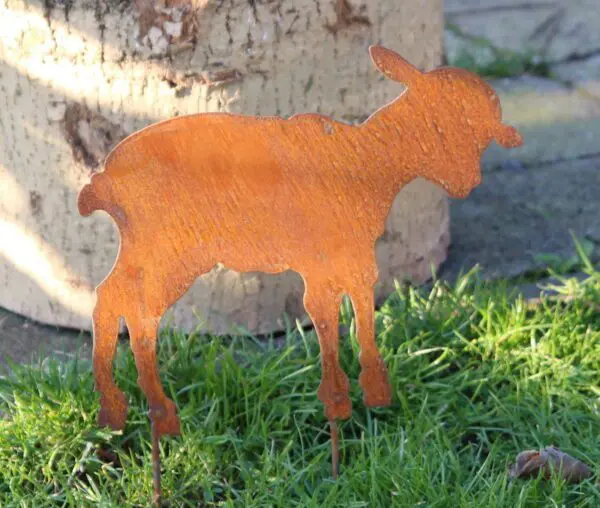 Tuinsteker schaap, lam, roestig metaal LS357A - Afbeelding 3