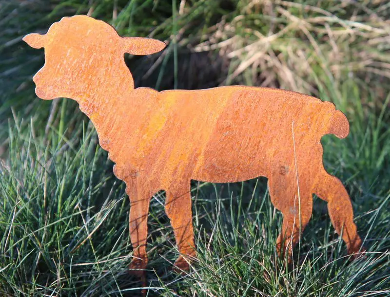 Tuinsteker schaap, lam, roestig metaal LS357B - Afbeelding 2