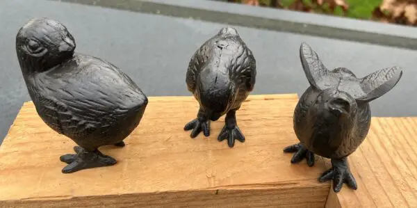 Vogels, Kuikens, set van 3, gietijzer, donkerbruin                                 VGS620 - Afbeelding 2