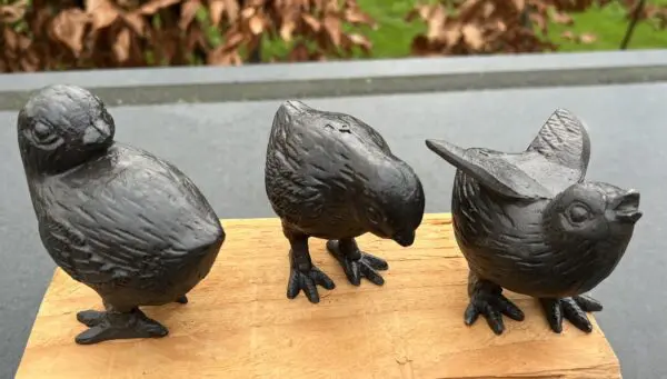 Vogels, Kuikens, set van 3, gietijzer, donkerbruin                                 VGS620 - Afbeelding 3