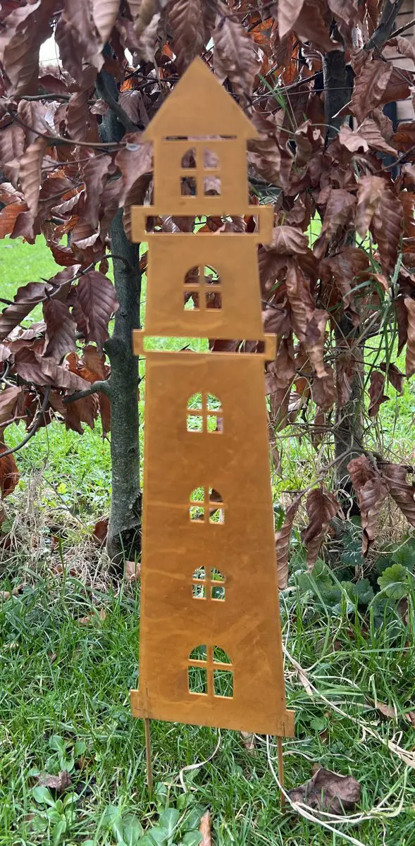 Tuinsteker vuurtoren, roestig metaal SV280