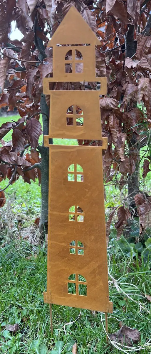 Tuinsteker vuurtoren, roestig metaal SV280 - Afbeelding 3