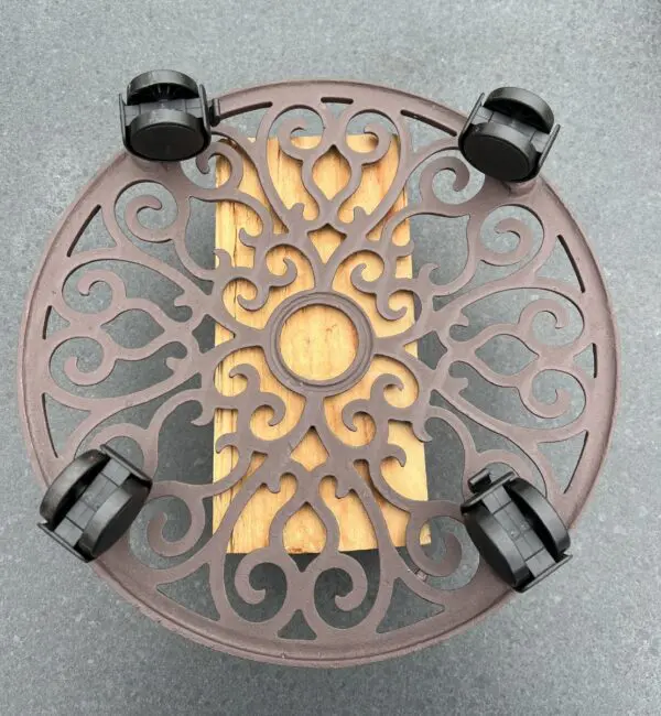 Planttrolley rond, 33 cm. met wieltjes, gietijzer TG130 - Afbeelding 4