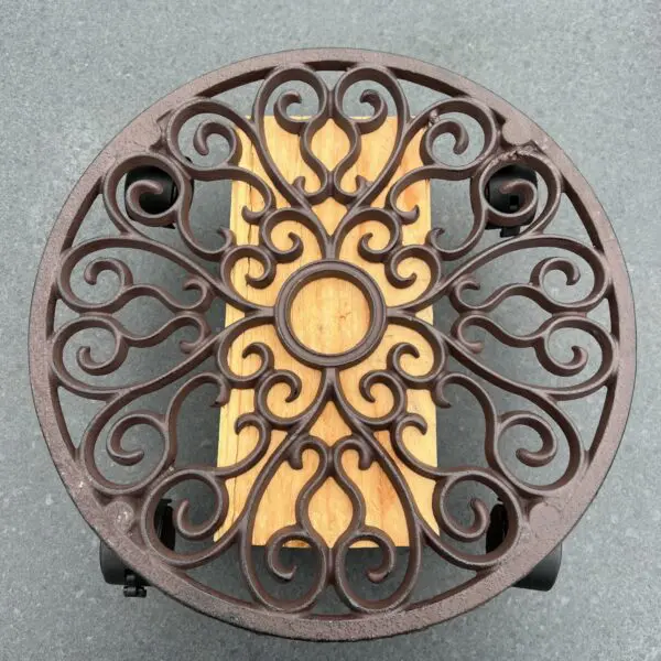 Planttrolley rond, 33 cm. met wieltjes, gietijzer TG130 - Afbeelding 5