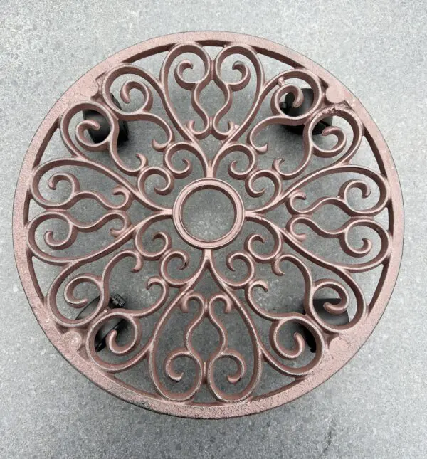 Planttrolley rond, 33 cm. met wieltjes, gietijzer TG130 - Afbeelding 6