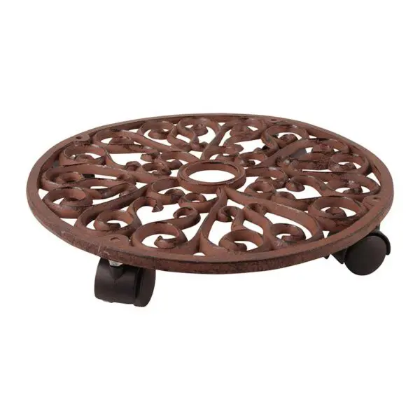 Planttrolley rond, 33 cm. met wieltjes, gietijzer TG130 - Afbeelding 8