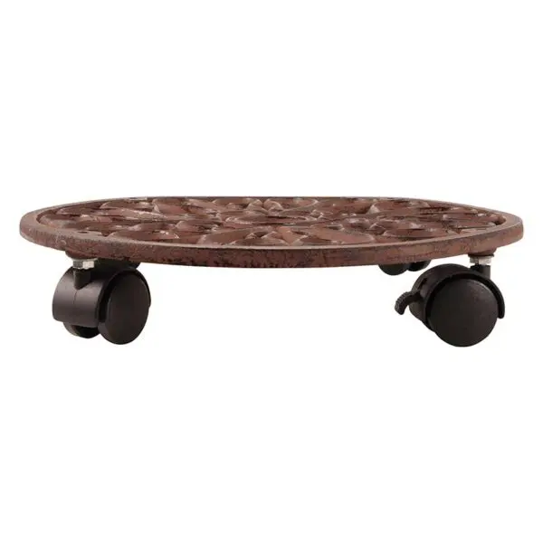 Planttrolley rond, 33 cm. met wieltjes, gietijzer TG130 - Afbeelding 7