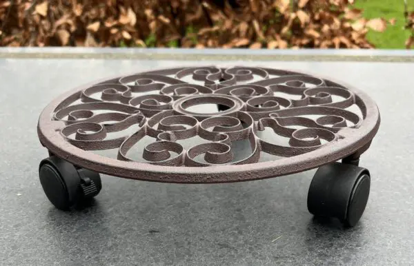 Planttrolley rond 29 cm. gietijzer TG39
