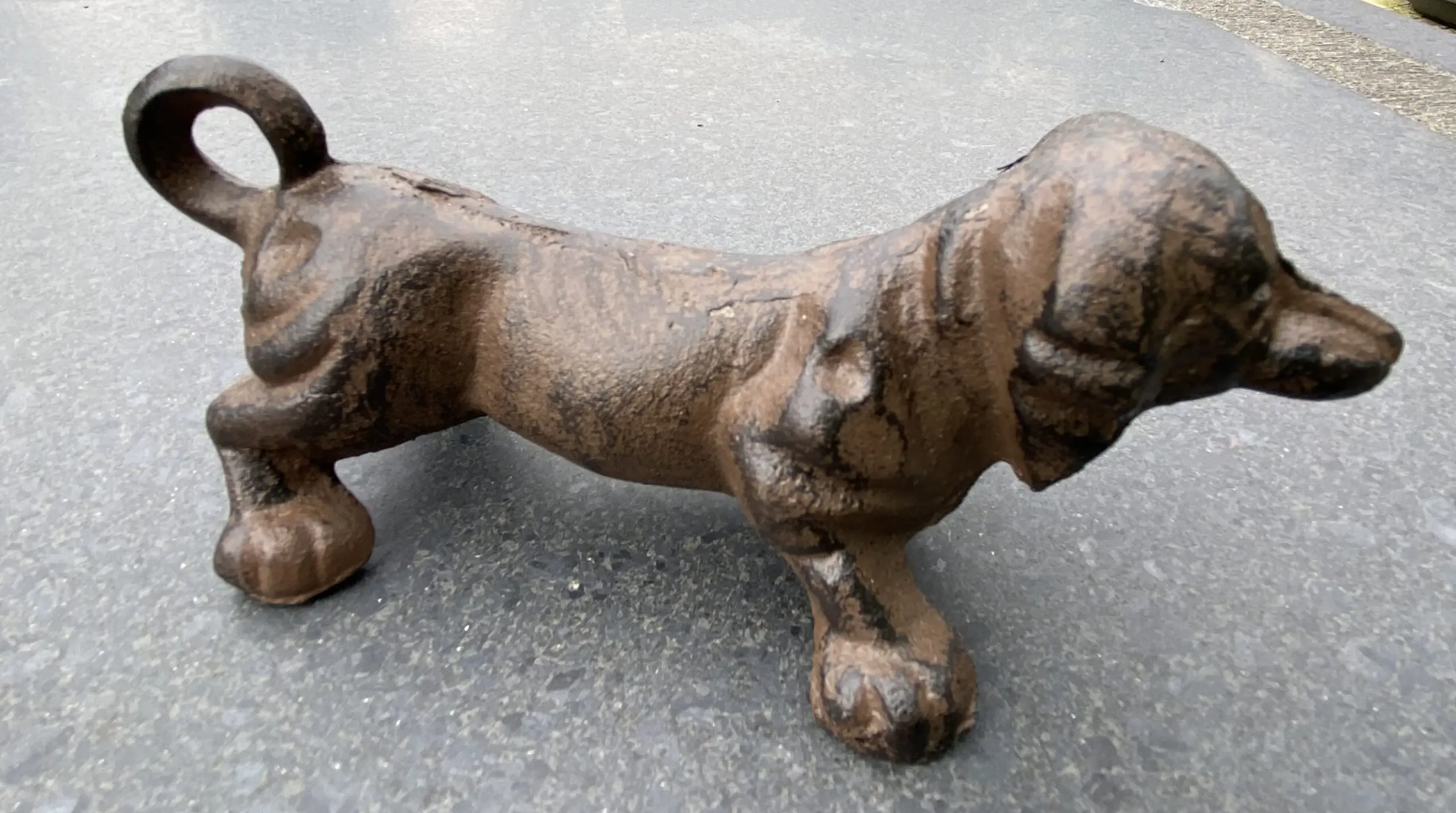 Dierenbeeld teckel hond, gietijzer, bruin HG1726 - Afbeelding 2