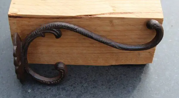 Wandhaak, 23,8 cm. sierlijk, dubbele haak, gietijzer WG161 - Afbeelding 2