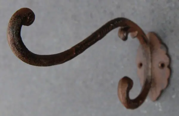 Wandhaak, 23,8 cm. sierlijk, dubbele haak, gietijzer WG161 - Afbeelding 3