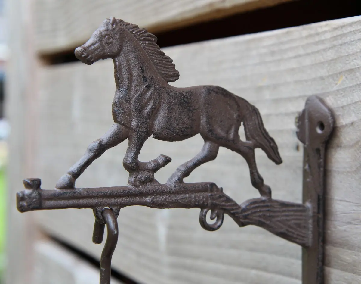 Deurbel paard, pony op jachtgeweer, gietijzer DB138 - Afbeelding 3