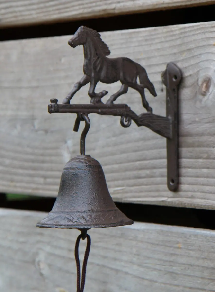Deurbel paard, pony op jachtgeweer, gietijzer DB138 - Afbeelding 5