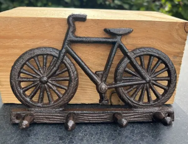 Kapstokhaak fiets op boomstam met 4 haken, gietijzer KH1759 - Afbeelding 6