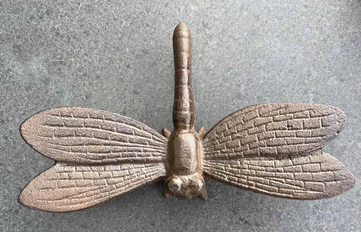 Dierenbeeld libelle, staand, gietijzer LG320 - Afbeelding 7