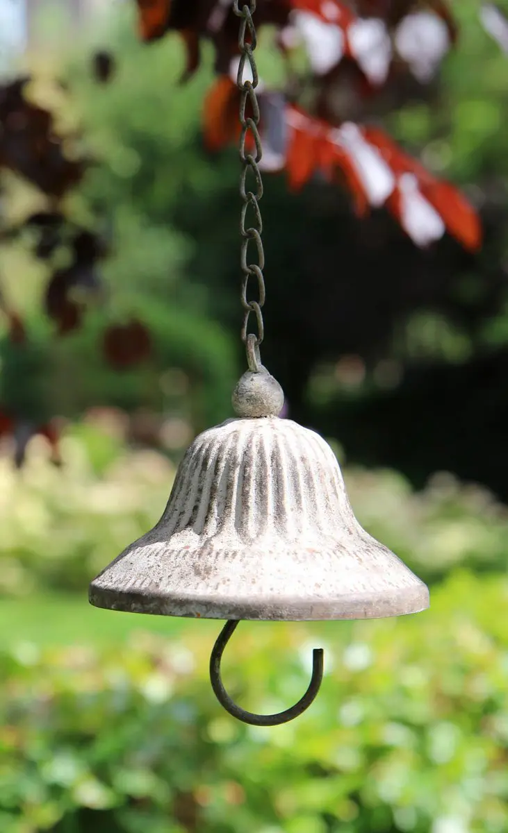 Vetbolhanger, vogelvoerhanger klok, aged metal VH594