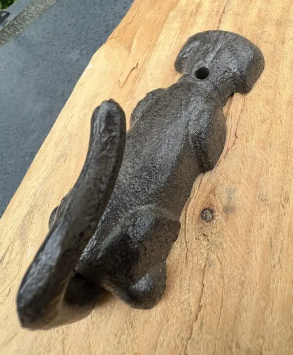 Kapstokhaak hond met staart als haak, gietijzer LH229a - Afbeelding 2