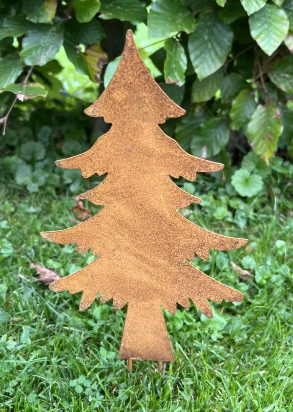 Tuinsteker kerstboom, spar, roestig metaal                        SB207
