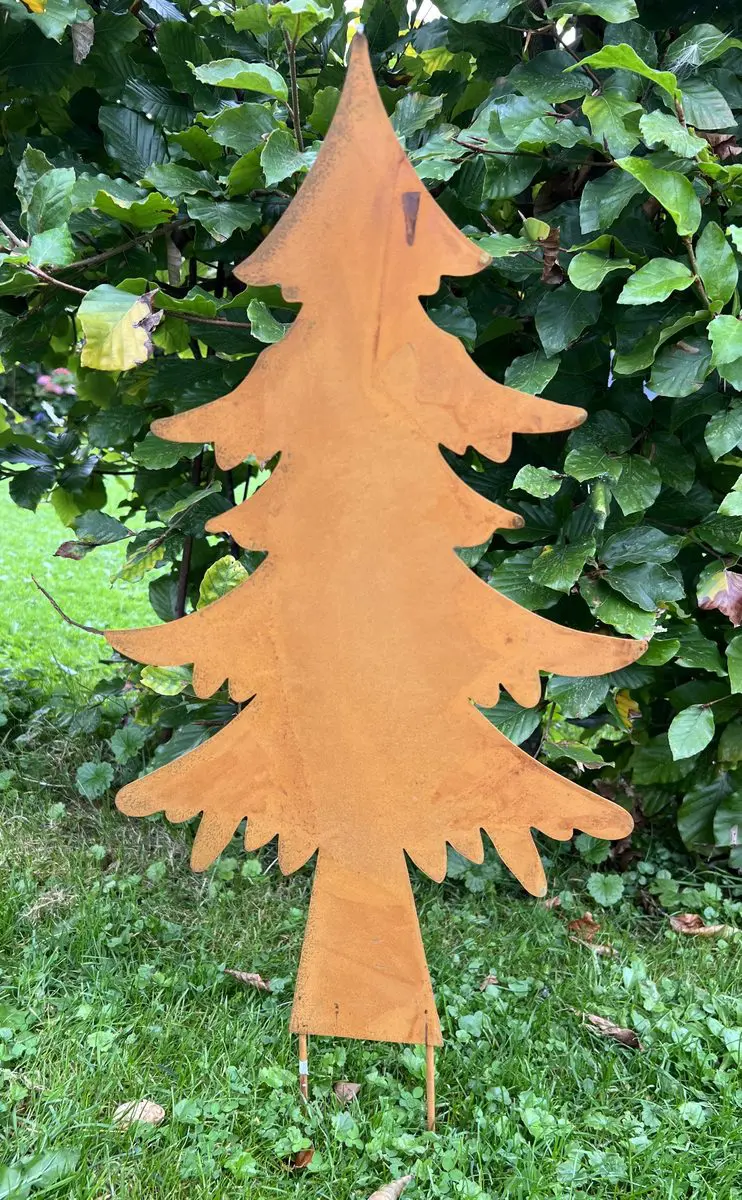 Tuinsteker kerstboom, spar, roestig metaal SB407