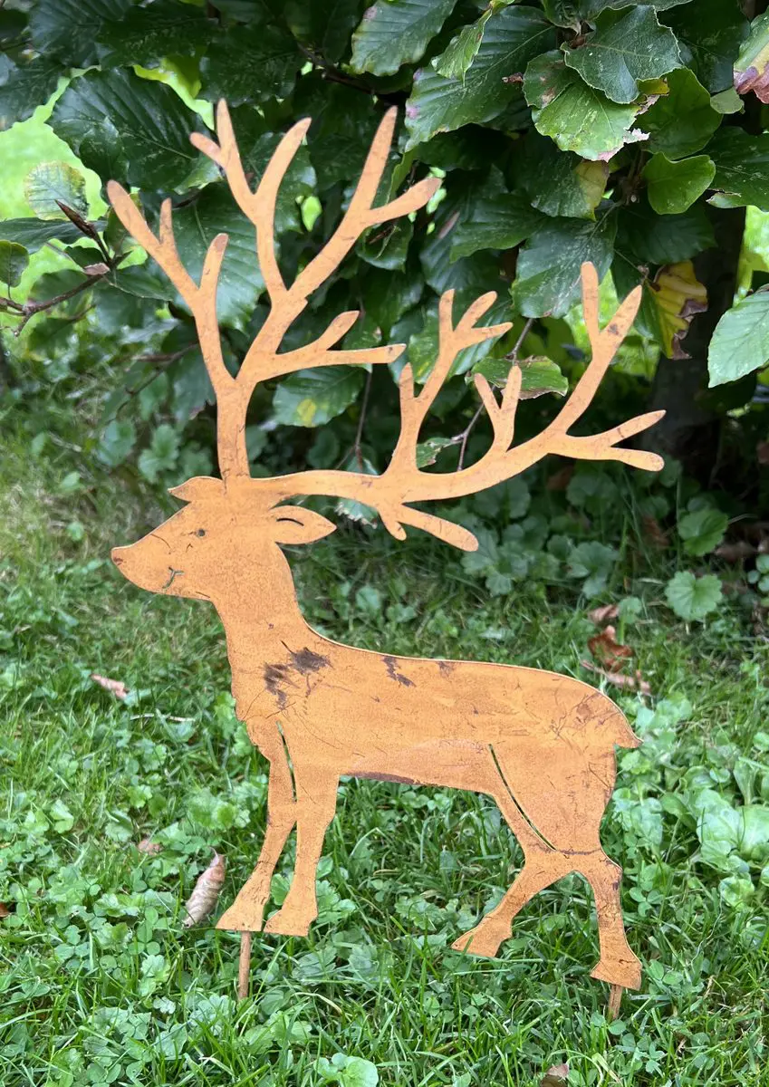 Tuinsteker hert, roestig metaal SH121 - Afbeelding 2