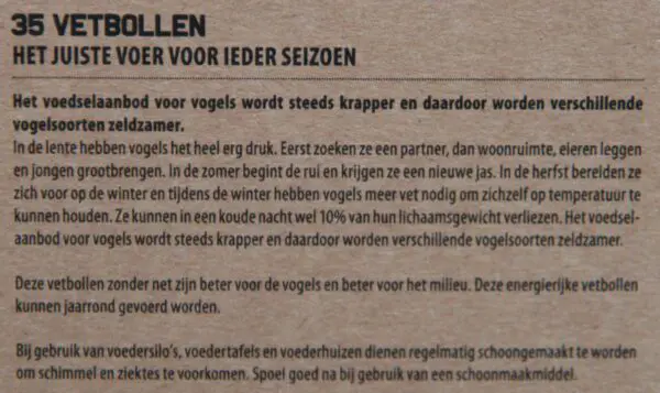 Vetbollen (35 stuks) met vetbolhouder in doos FB860 - Afbeelding 5