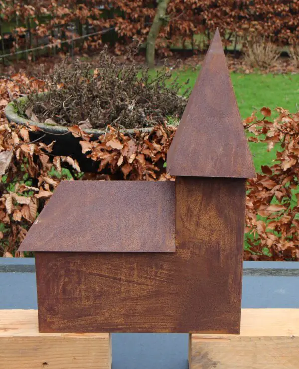Kerk, huisje, roestig metaal, groot         HM658 - Afbeelding 5