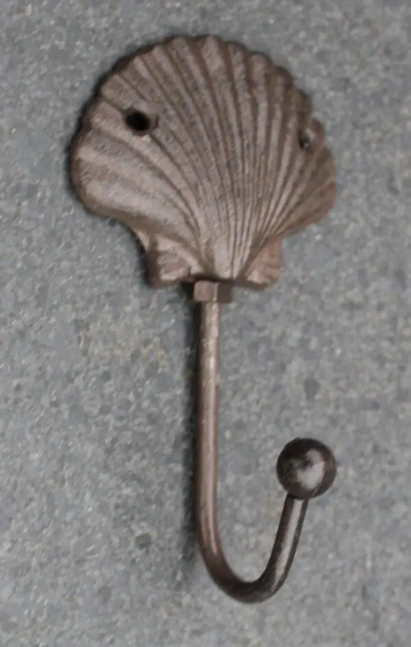 Kapstokhaak schelp, bruin, gietijzer    KH1731c - Afbeelding 2
