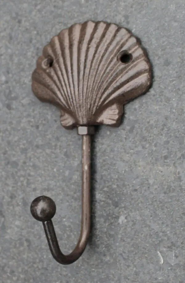 Kapstokhaak schelp, bruin, gietijzer    KH1731c - Afbeelding 3