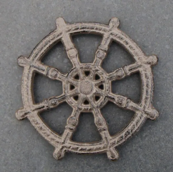 Onderzetter,treefje maritiem,stuurwiel, 18,8 cm, gietijzer OG403 - Afbeelding 3