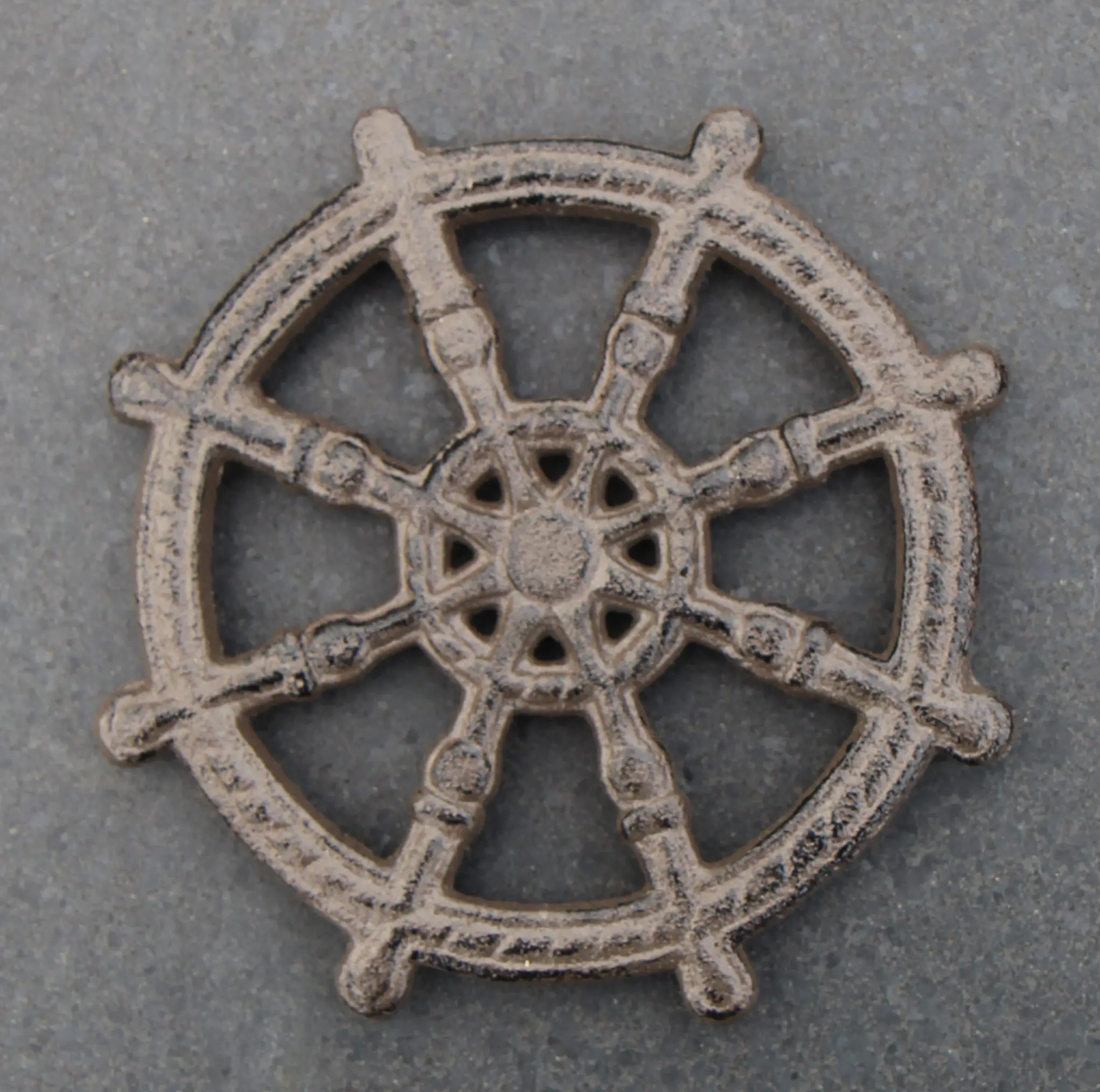 Onderzetter,treefje maritiem,stuurwiel, 18,8 cm, gietijzer OG403 - Afbeelding 3